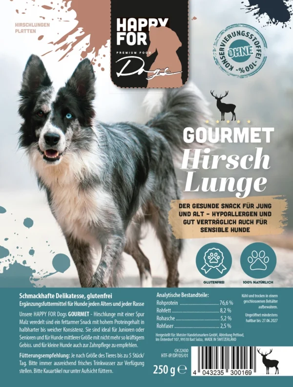 HTF-IP-DP-05-01_HAPPY FOR Dogs Gourmet Hirschlunge 250g.webp